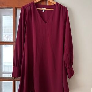 Cranberry Chiffon Shift Dress